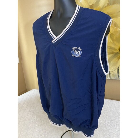Vintage AM A Player Black Bear Golf Club Embroidered Blue Vest Men’s Size L - Picture 7 of 15